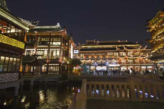 上海 豫園老街 商業(yè)區(qū) 夜景