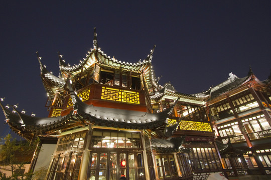 上海 豫園老街 商業(yè)區(qū) 夜景