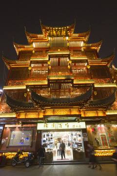 上海 豫園老街 商業(yè)區(qū) 夜景