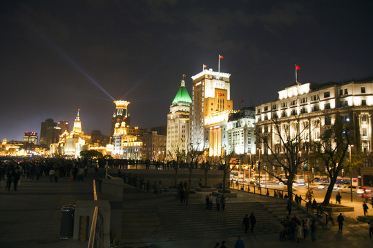 上海 外灘 夜景 建筑群 現(xiàn)代