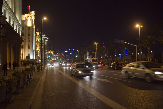 上海 外灘 夜景 街道 建筑群