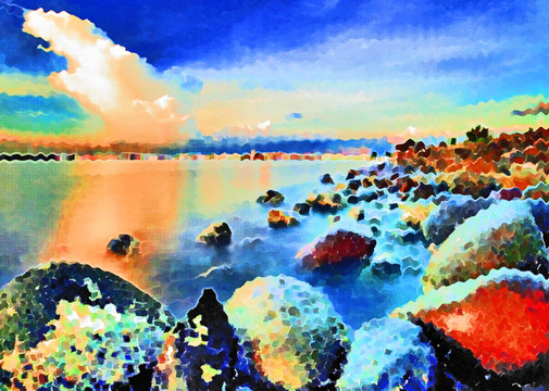 色彩 抽象 裝飾畫 油畫