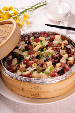 籠仔鱈魚臘味蒸飯 美食 小吃