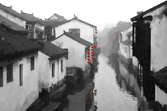 江南風(fēng)景無框畫