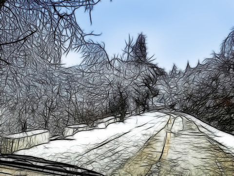 廬山道路雪景