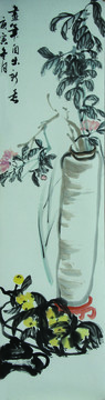 裝飾畫(huà) 國(guó)畫(huà) 瓶花與枇杷