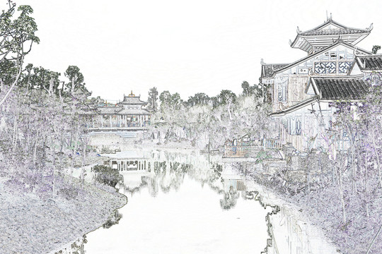 電腦繪畫(huà) 侗族建筑 民居