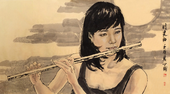 月光曲 美女 長(zhǎng)笛 中秋