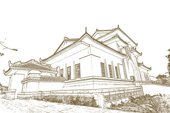 版畫古建筑
