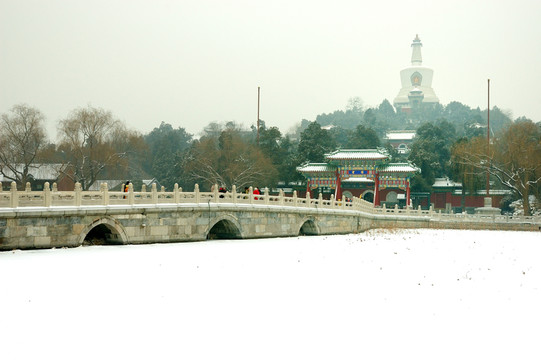 冬天雪中的北海公園