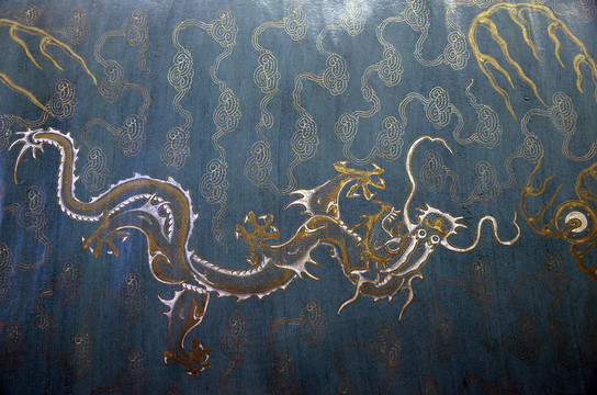 描金云龍紋宮絹