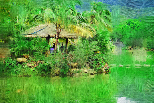 電腦油畫 園林風(fēng)景