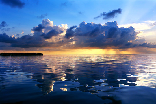 馬爾代夫水屋夕陽風光