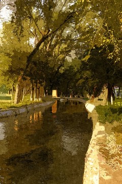 小河 綠樹林
