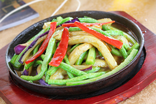 鐵板豆角燒茄子