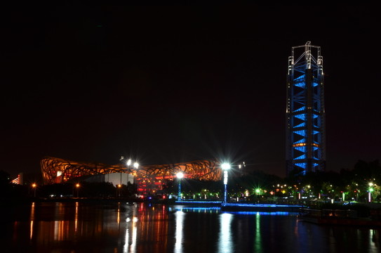鳥巢和玲瓏塔夜景