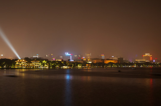 杭州西湖夜景 城市燈火