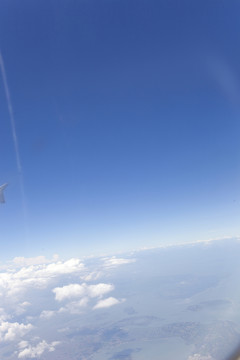 航拍 飛機(jī) 機(jī)翼 海口 藍(lán)天