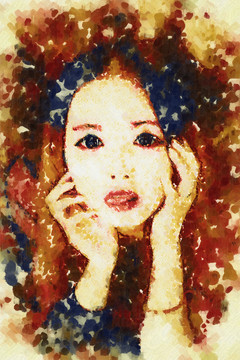女孩抽象畫