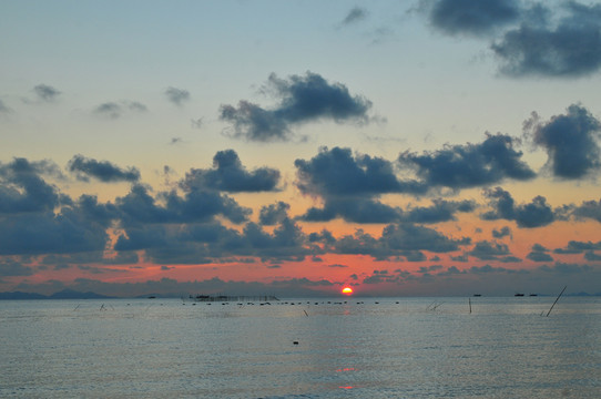 海洋海島 海上日落 黃昏 海邊