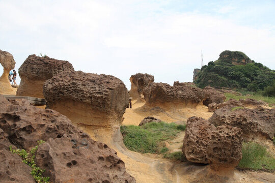 臺灣野柳風(fēng)景區(qū) 礁石 覃狀巖