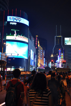 夜景 南京路 人群 購物