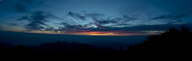 藍色 泰山 日落 全景 風景