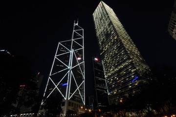 香港夜 中銀大廈 長(zhǎng)江集團(tuán)中心