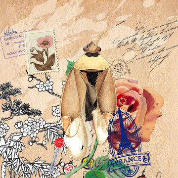 鮮花昆蟲復(fù)古插畫
