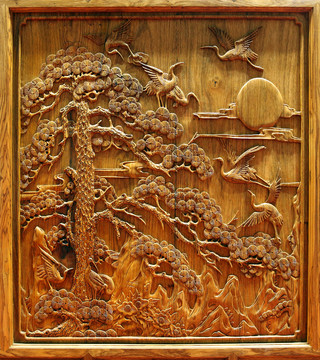 松鶴延年 木雕藝術(shù)
