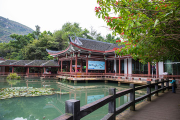 林景觀 古建筑 湖水 園藝花木