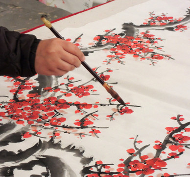 畫(huà)國(guó)畫(huà) 紅梅圖