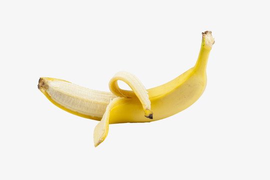 白色背景上的一只香蕉