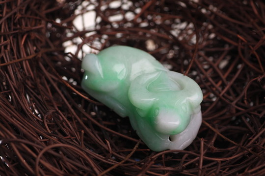 和田玉牛 玉石 玉器 手把件