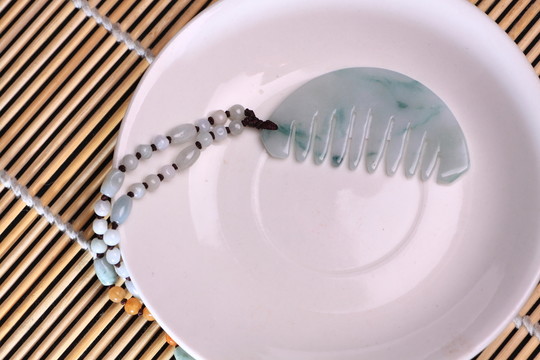 玉梳子 玉珠子 毛衣鏈