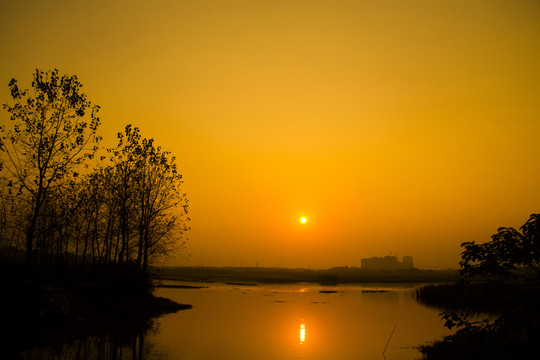望城大澤湖濕地夕陽(yáng)