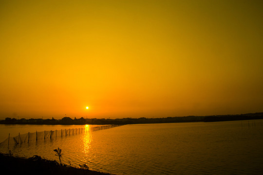 長沙千龍湖濕地度假村日落夕陽