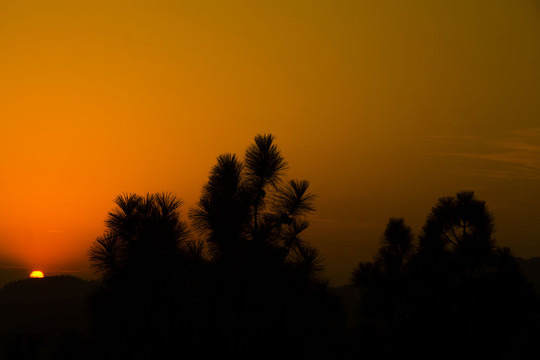長沙岳鞍閣公園日落夕陽