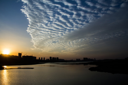 松雅湖日落夕陽剪影