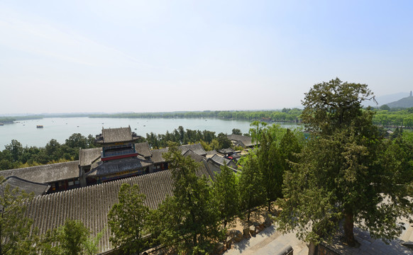 北京頤和園萬壽山俯瞰昆明湖