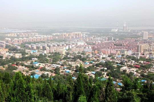 俯拍小城市景觀