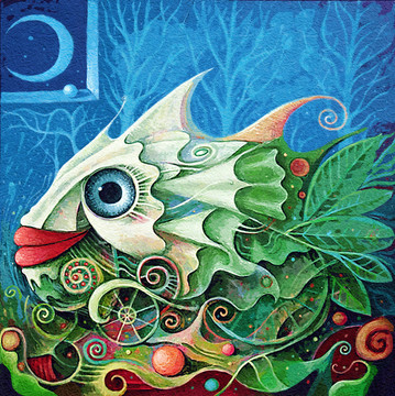 彩色大魚抽象畫