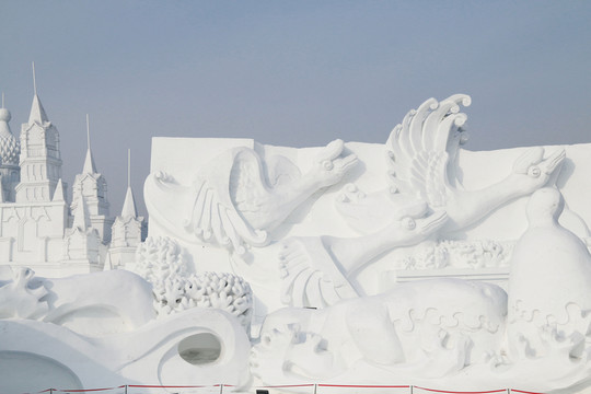 天鵝雪雕