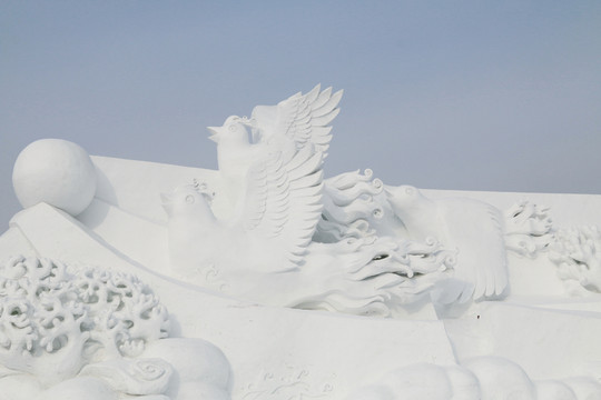 天鵝雪雕