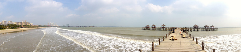 海南三亞文昌白金海岸海邊全景