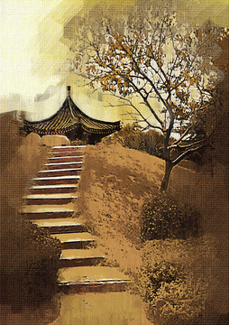 復(fù)古風(fēng)景油畫(huà)