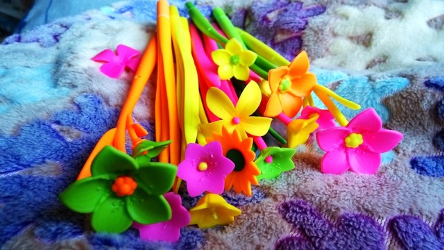 彩色花 假花