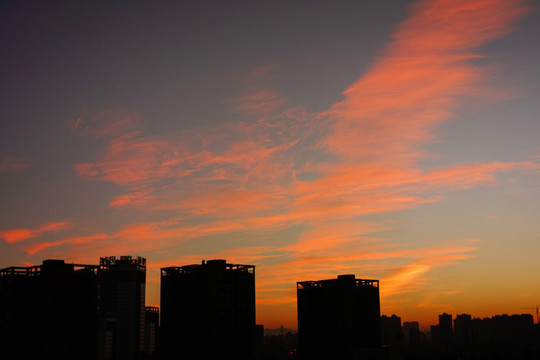 城市樓頂?shù)狞S昏