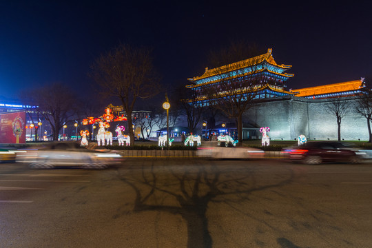 西安南門(mén)城墻夜景