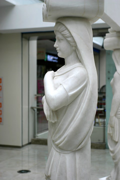 雕塑 漢白玉 美女 美女柱子